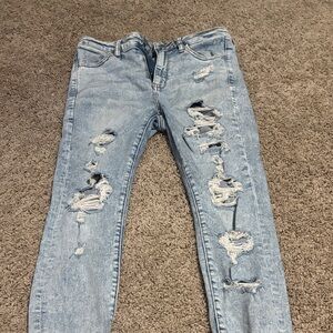 Light Wash Ripped Skinny Jeans